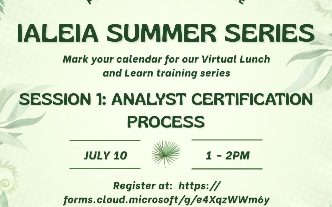 7/10/25: Lunch and Learn Session 1: Analyst Certification – Registration